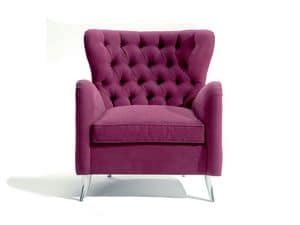 Giulietta, Bergère armchair, padded, quilted, hand crafted