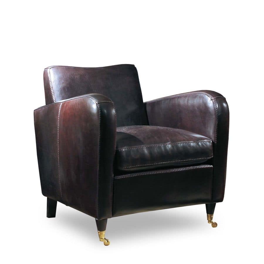 Jennifer, Full grain leather armchair ideal for living room