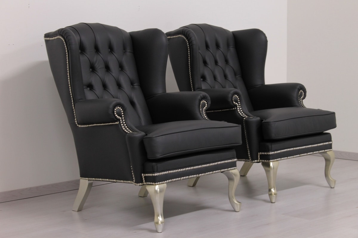 London, Classic bergère armchair in leather