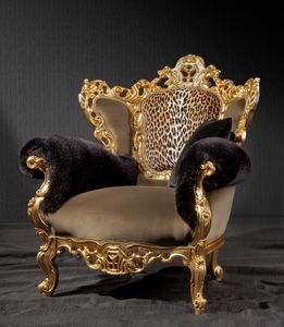 Maria animalier, Leopard armchair with exotic and ethnic tones