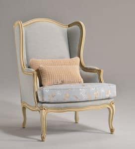 MARJA armchair 8642A, Armchair of great impact, in decorated wood, for sitting room
