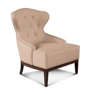 Milos armchair, Armchair in classic style, with leather upholstery