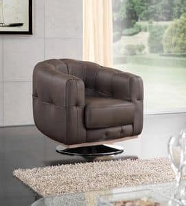 Musa armchair, Leather armchair with metal base
