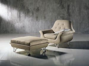 PO29 Cherubino, Wrap-around armchair with tufted backrest, for modern lounges