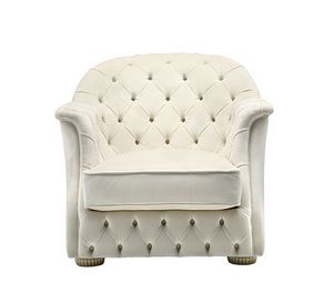 Soraya, Button-tufted armchair with soft and embracing forms