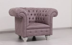 Swing fabric, Chesterfield armchairs with gull-wing armrests