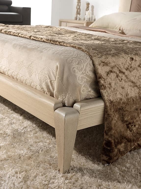 A 705, Ash bed with upholstered headboard, handcrafted