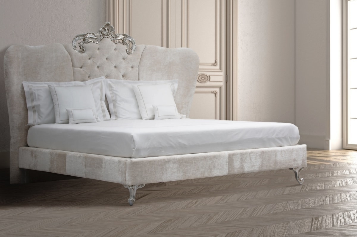 Ambra, Bed with headboard enriched with Swarovski