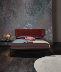 AMBRA, Bed with wraparound upholstered headboard