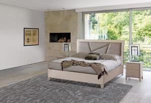 Art. 982, Ash wood bed, bed frame and headboard upholstered in classic contemporary style