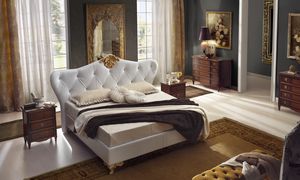 Art. LT 20040, Bed with a classic taste, in white leather