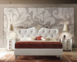 Art. LT 20040, Double bed covered in white leather