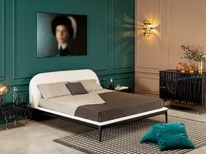 BERNINI, Upholstered bed with wooden base