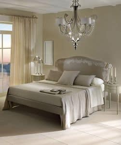Byblos bed, Double bed with upholstered and removable headboard