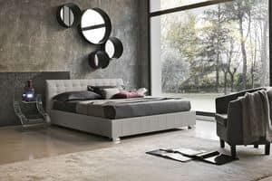 CHAMONIX BD427, Modern bed with upholstered headboard, soft-touch