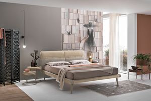 CORF PLUS KB458, Upholstered bed, in fabric and microfibre