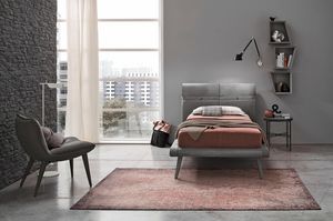CORFÙ SB463, Single bed with upholstered headboard