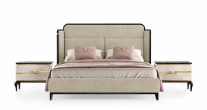 Dilan Glam Art. D70, Lacquered finish bed, with leather covering