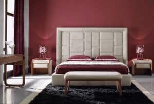Fly Grace, Bed with great headboard, upholstered in leather or fabric