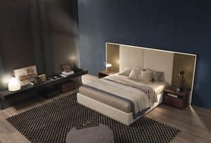Frame, Padded bed with a large headboard, with LED lights