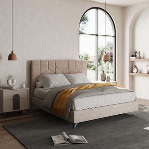 Grace bed, Modern bed with padded headboard and bed frame