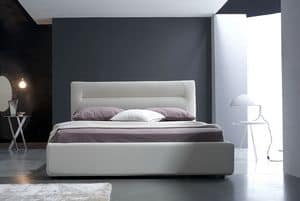Grace double bed, Bed with box, leather covering