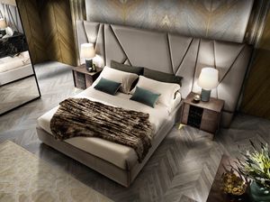 Grazia bed wall composition, Bed with large upholstered headboard