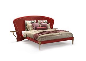 Il Ciliegio, Bed with headboard and bed frame upholstered in leather