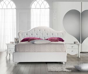 Ilary bed, Bed with upholstered headboard, with Swarosky