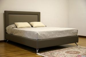 Irene, Modern bed with high squared headboard and upholstered frame