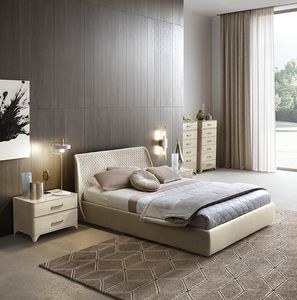 Kleo bed, Upholstered bed with an enveloping headboard