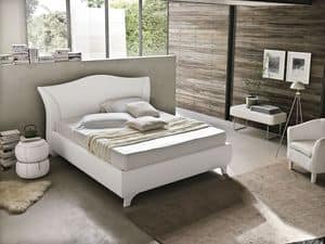 MADDALENA BD438, Contemporary double bed with padded curved headboard