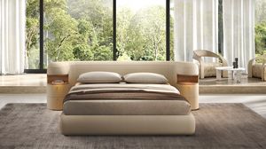 Namibia bed, Padded bed with integrated nighstands