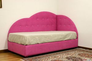 Nuvola, Padded bed for little girls with two heads and Swarovski buttons