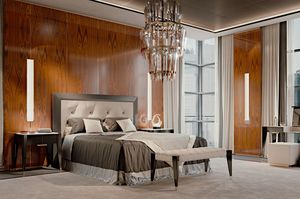 PARK AVENUE Bed, Luxury bed with leather headboard
