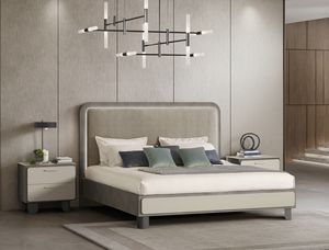 PERLA bed, Wooden bed, with padded headboard