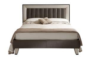 Richard bed, Contemporary double bed, padded headboard with frame