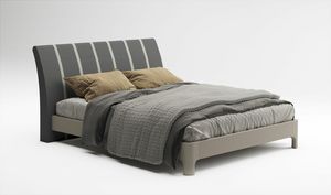 Righe, Bed with upholstered striped headboard