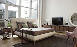Sabrina letto, Contemporary style bed with leather upholstery