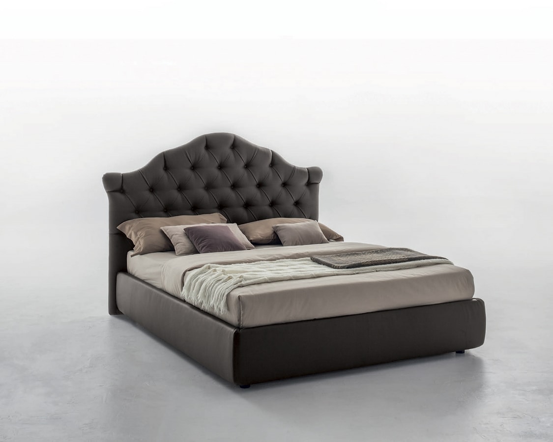 VENEZIANO, Upholstered bed with capitonné headboard