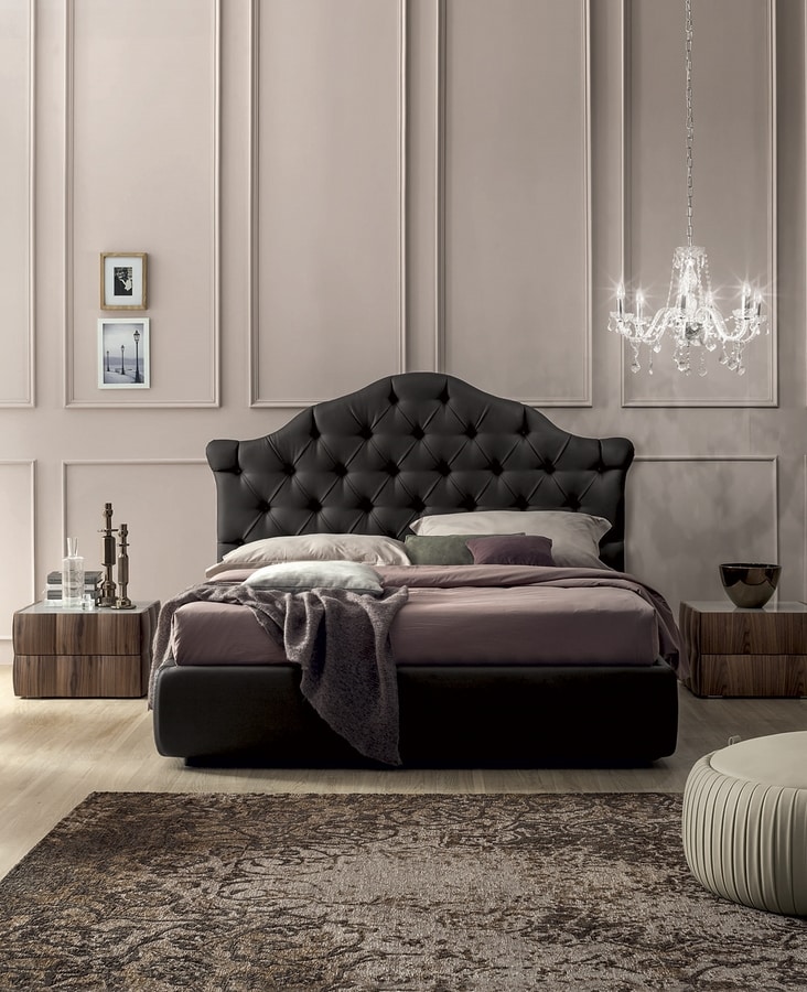 VENEZIANO, Upholstered bed with capitonné headboard