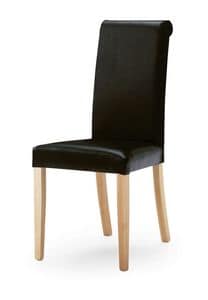 0320/R, Upholstered chair with tall backrest, legs in wood