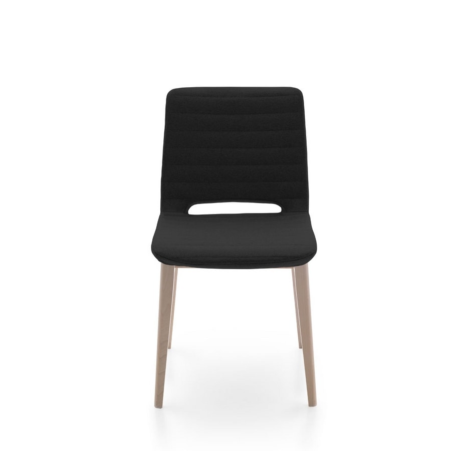 Angy open, Padded chair, with wooden base