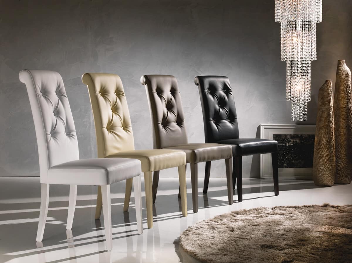 Art. 124 Billionaire, Elegant chair for dining room, backrest tufted
