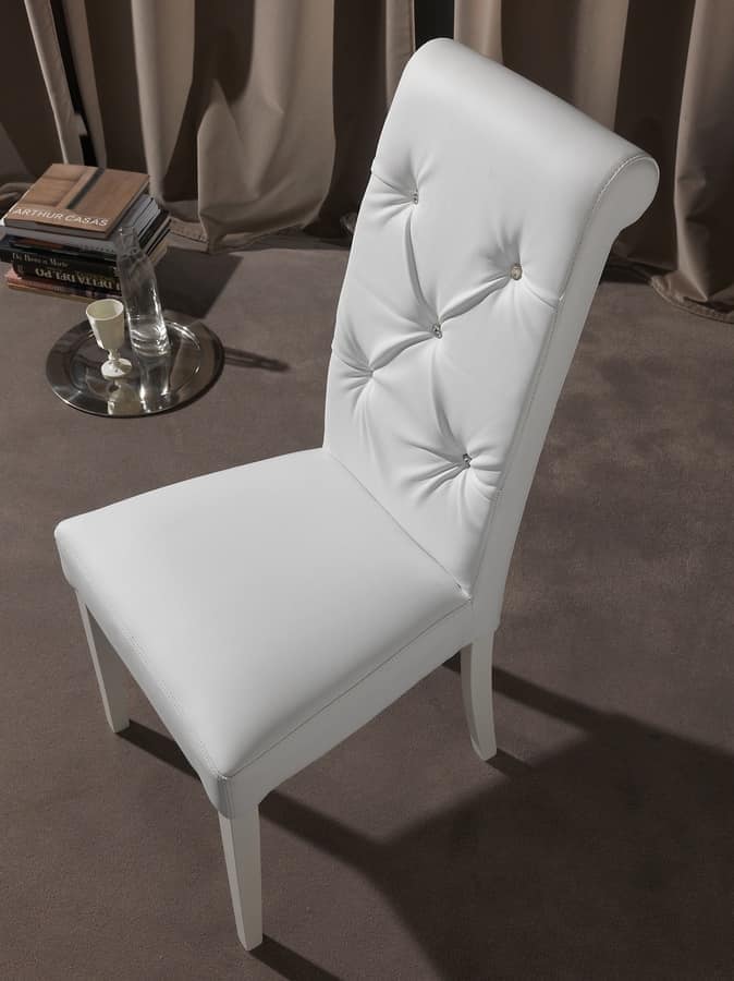 Art. 124 Billionaire, Elegant chair for dining room, backrest tufted