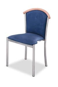 Art.Dolly, Chair with chromed steel frame, upholstered seat and back, fabric covering, for contract and domestic use