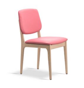 Bice, Upholstered wooden chair, elegant and robust