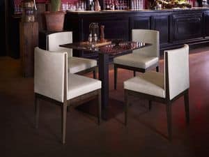 Contour chair, Chair in ash wood, upholstered seat and back, for restaurant