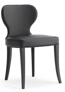 D07, Wooden chair with padded seat and back, faux leather covering, for contract and domestic use