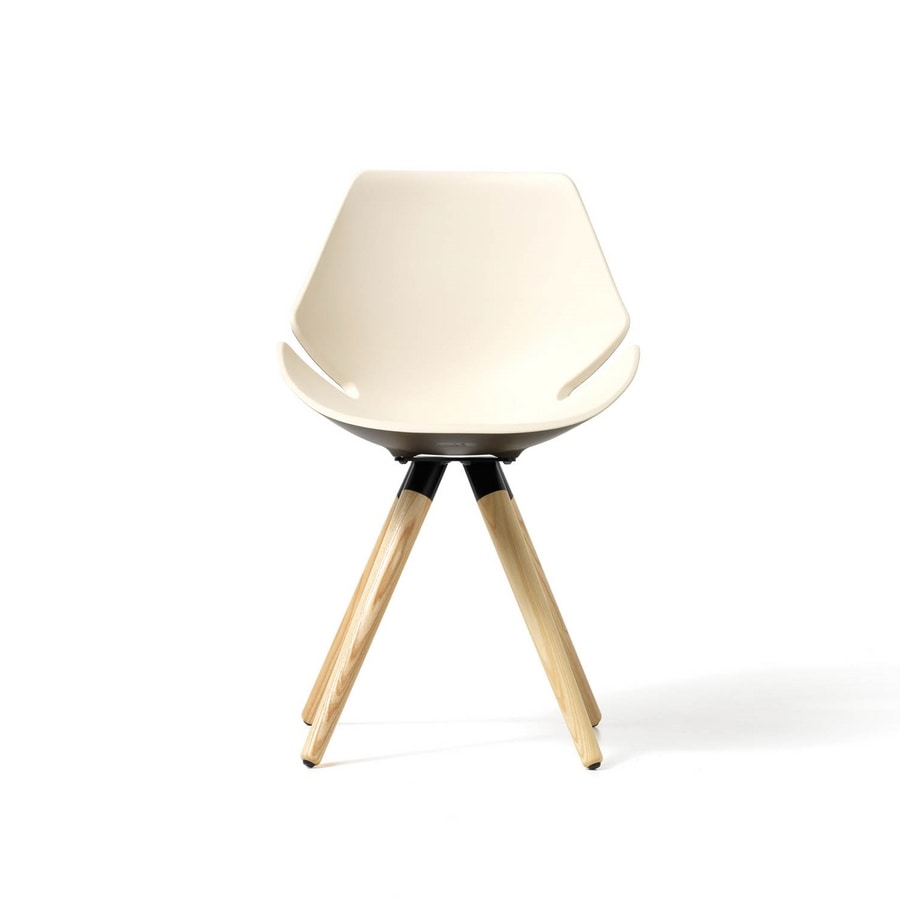 Eon wood frame, Chair with padded and colorful shell, for office and home